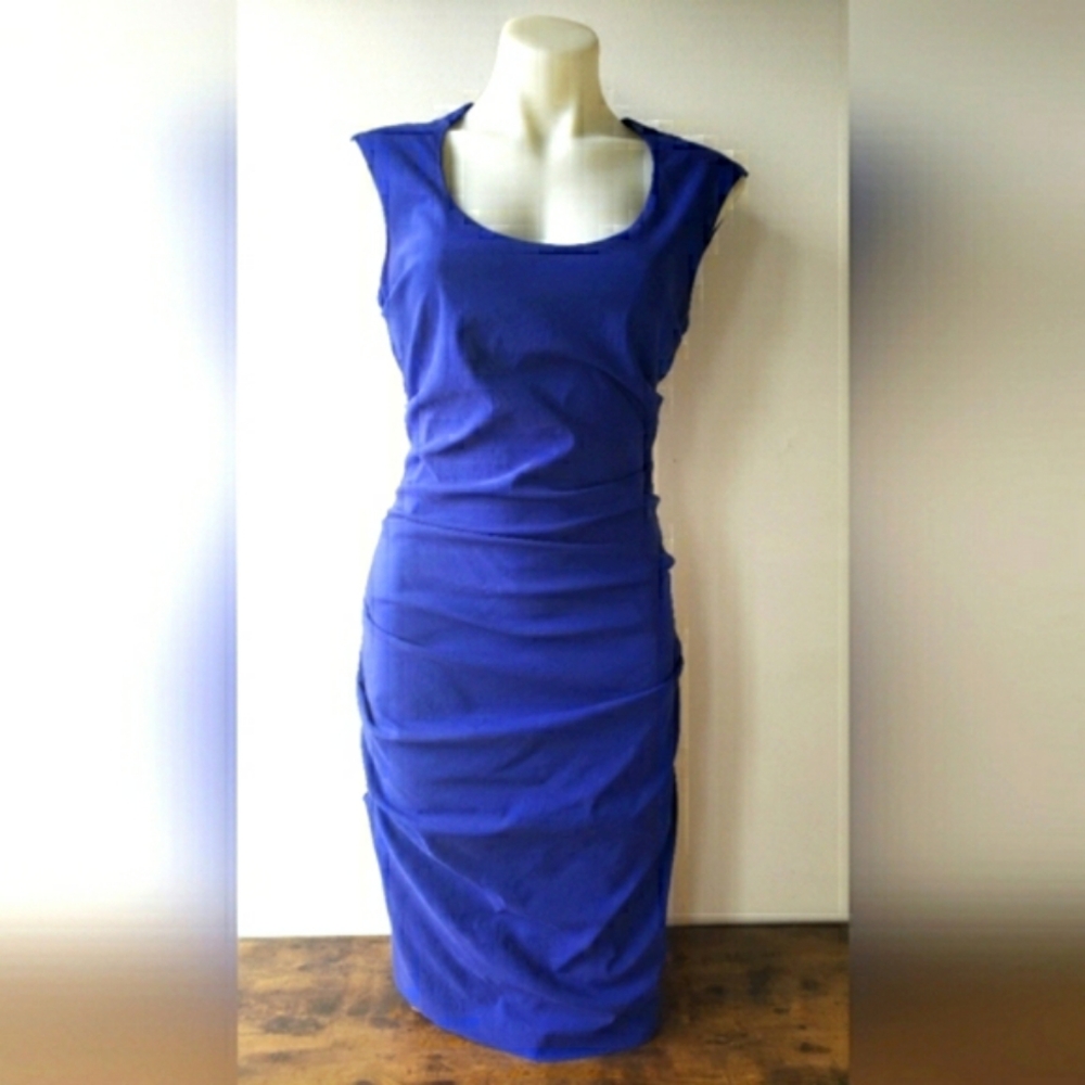 Cobalt Blue Snug Ruched Le Chateau Bodycon Shaping Dress